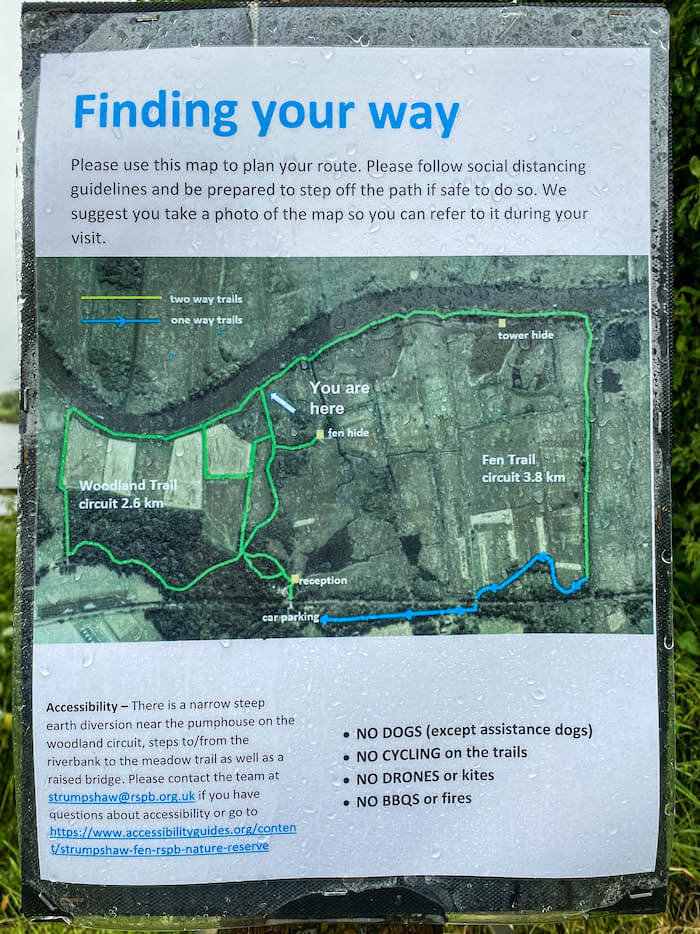 Map of Strumpshaw Fen Nature Reserve, home to rare UK Swallowtail butterflies