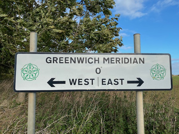 Greenwich Meridian sign
