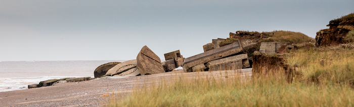 The remains of military buildings from world war 2 at Spurn Point